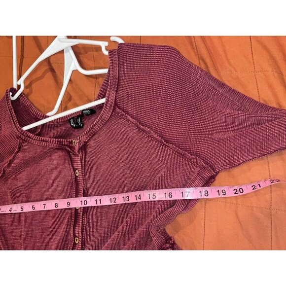 Roxy Burgundy Waffle-Knit Long Sleeve Casual Style Womens mini  Dress Size M - Picture 7 of 8